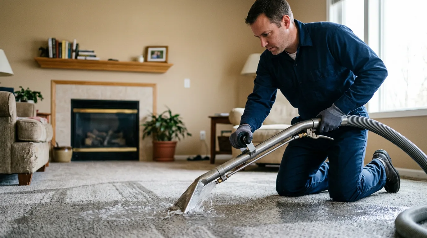 Water damage restoration technician working near Yancey, TX